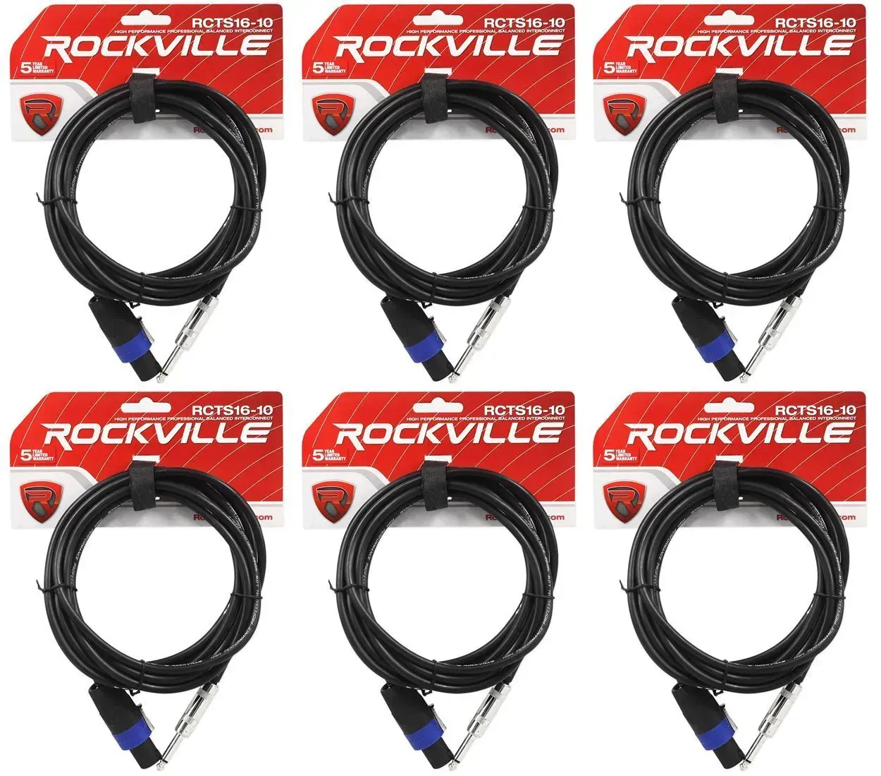Спикерный кабель Rockville RCTS1610 Black 3 м (6 штук)