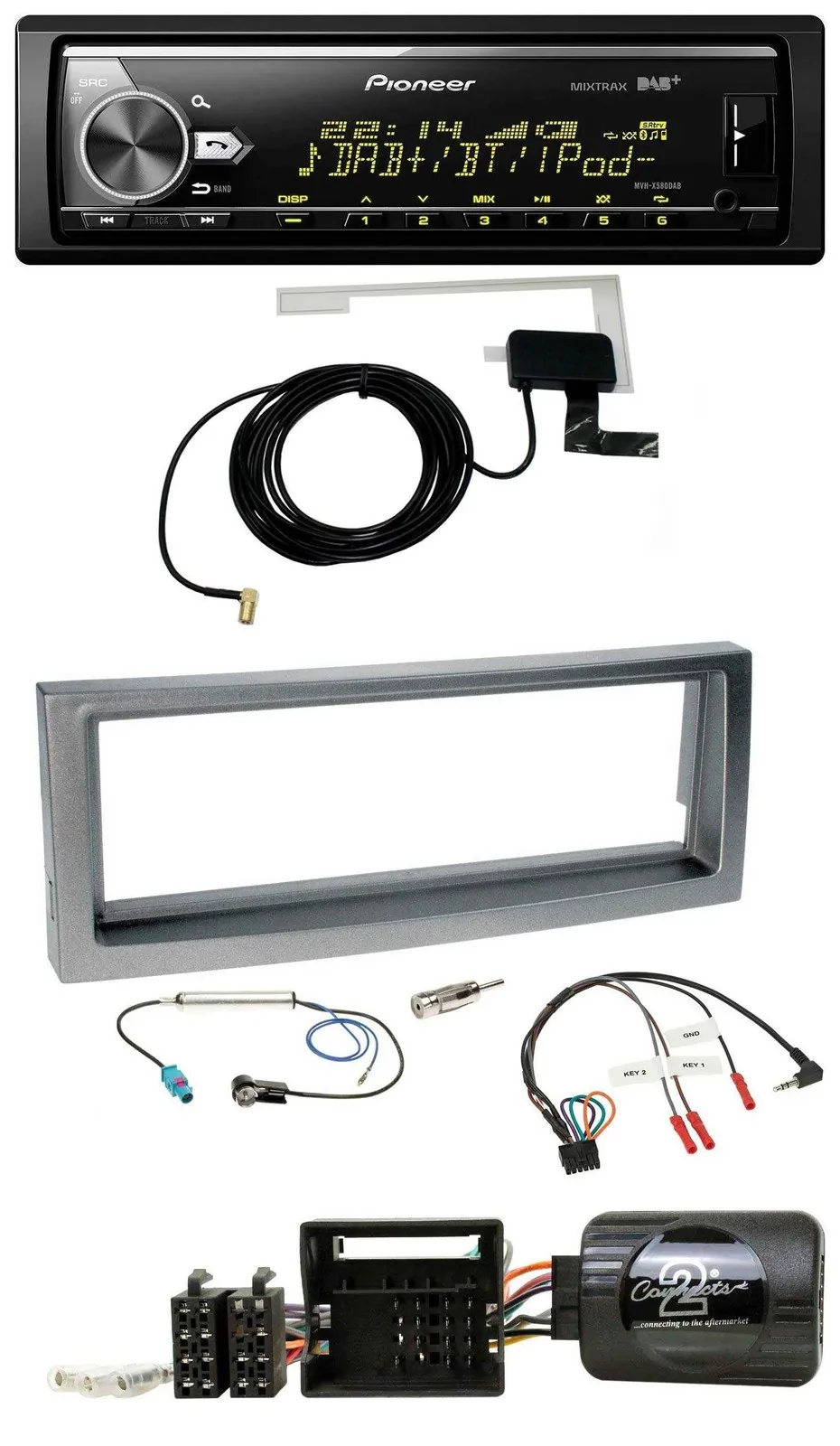 Автомагнитола для Citroen C5 Pioneer Bluetooth, DAB, USB, серый металлик