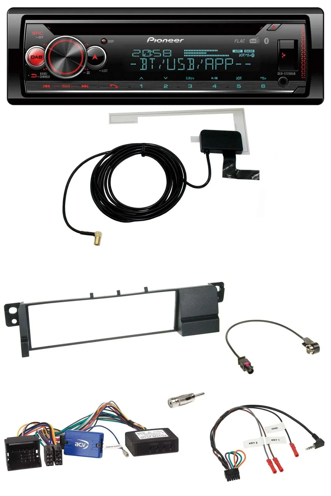 Pioneer DAB CD Lenkrad USB Bluetooth Autoradio für BMW 3er E46 01-07 schwarz