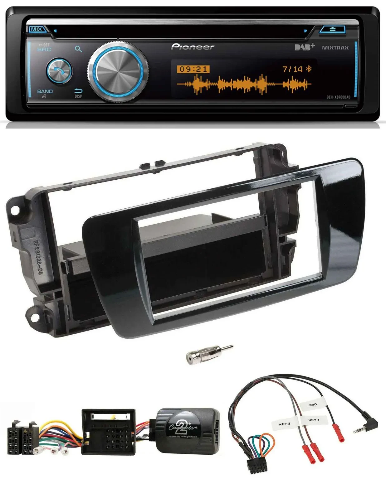 Pioneer Lenkrad DAB USB CD Bluetooth Autoradio für Seat Ibiza Klavierlack schwar