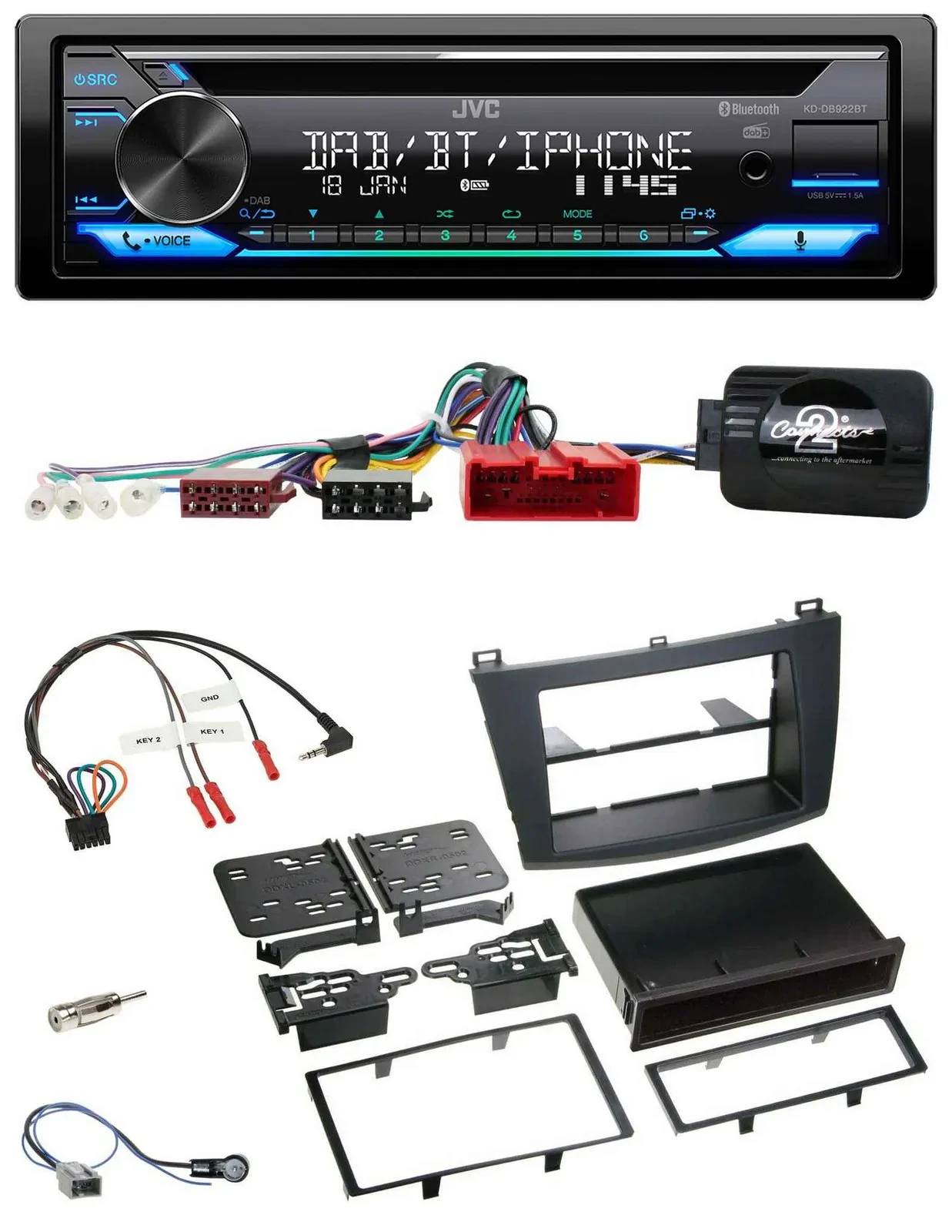 Автомагнитола для Mazda 3 JVC Bluetooth USB DAB CD, Can-Bus (2009–2013)