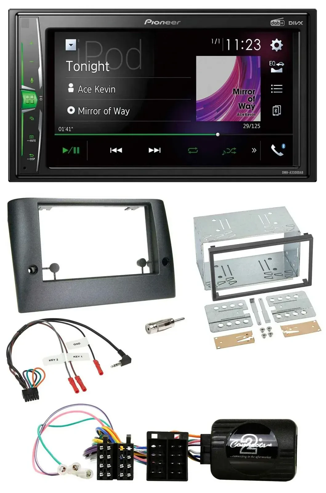 Pioneer 2DIN Lenkrad DAB USB Bluetooth Autoradio für Fiat Stilo 2005-2007