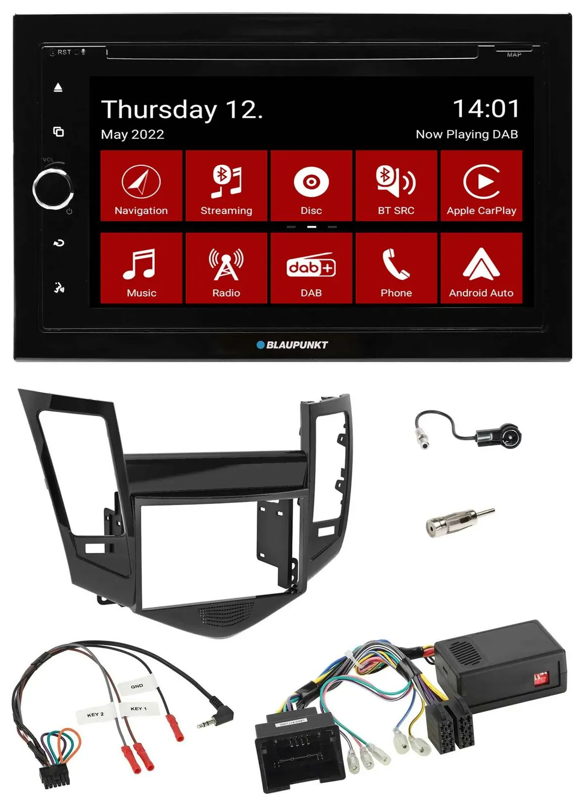 Blaupunkt Lenkrad DVD Bluetooth DAB 2DIN USB Autoradio für Chevrolet Cruze 05/20