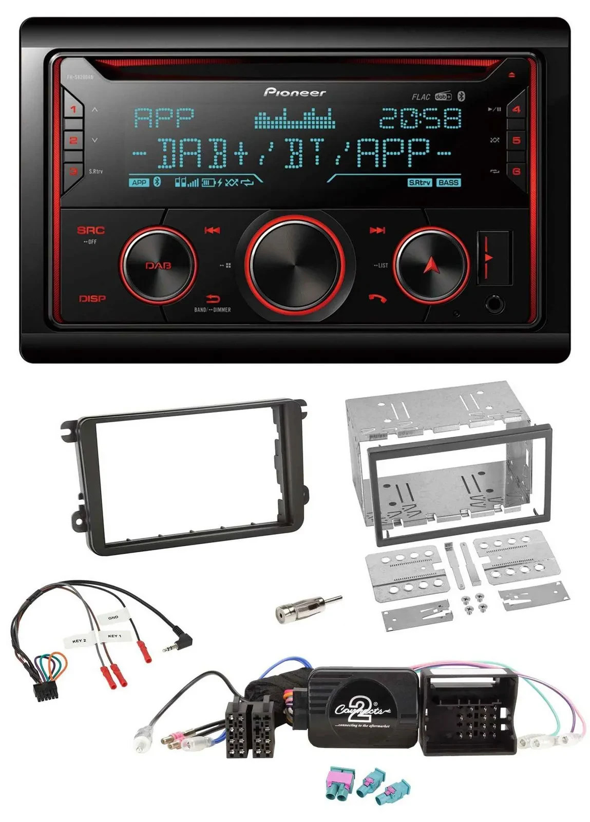 Pioneer 2DIN DAB Lenkrad Bluetooth USB CD Autoradio für VW Amarok Beetle EOS Cad
