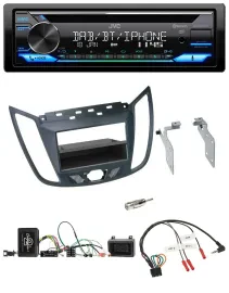 JVC Bluetooth Lenkrad USB DAB CD Autoradio für Ford C-Max Kuga dunkelgrau