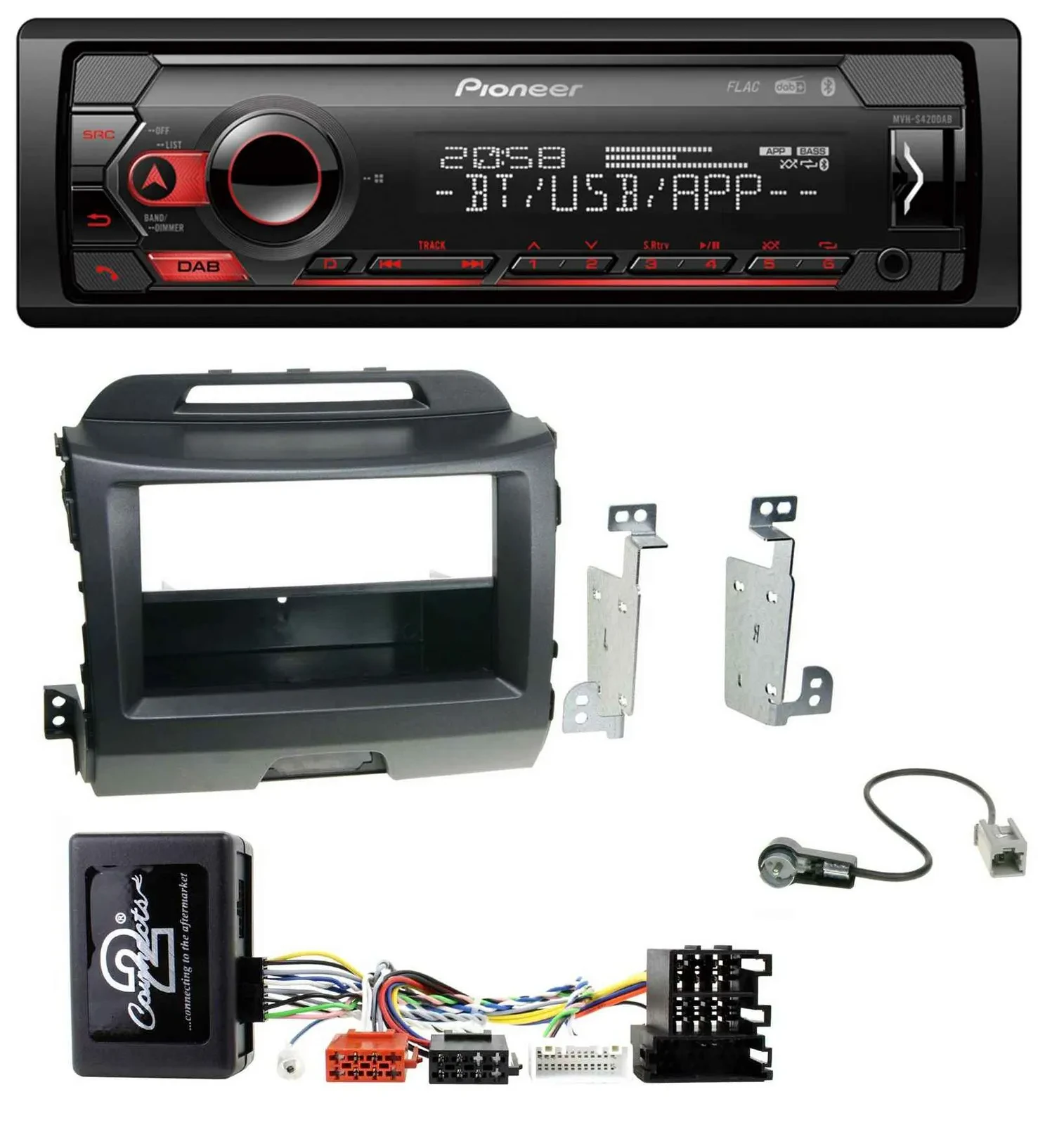 Pioneer Lenkrad USB DAB Bluetooth Autoradio für Kia Sportage 3 Navi 10-15 schwar