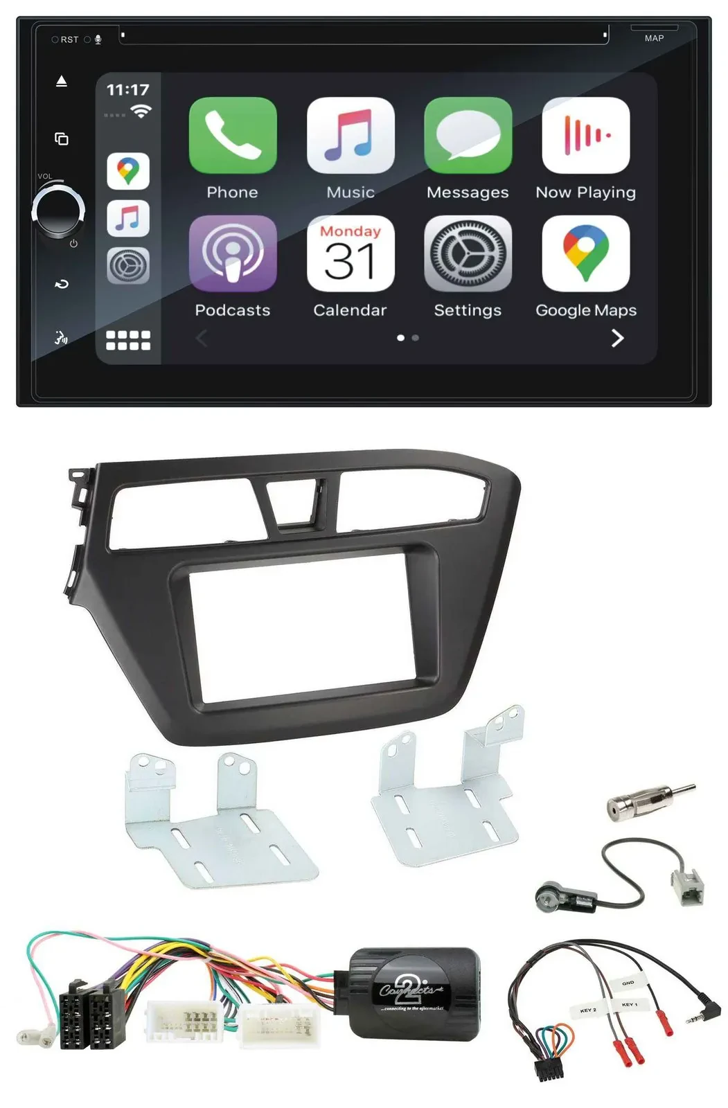 Blaupunkt USB DAB Bluetooth 2DIN TMC Lenkrad Navigation für Hyundai i20 ab 2015