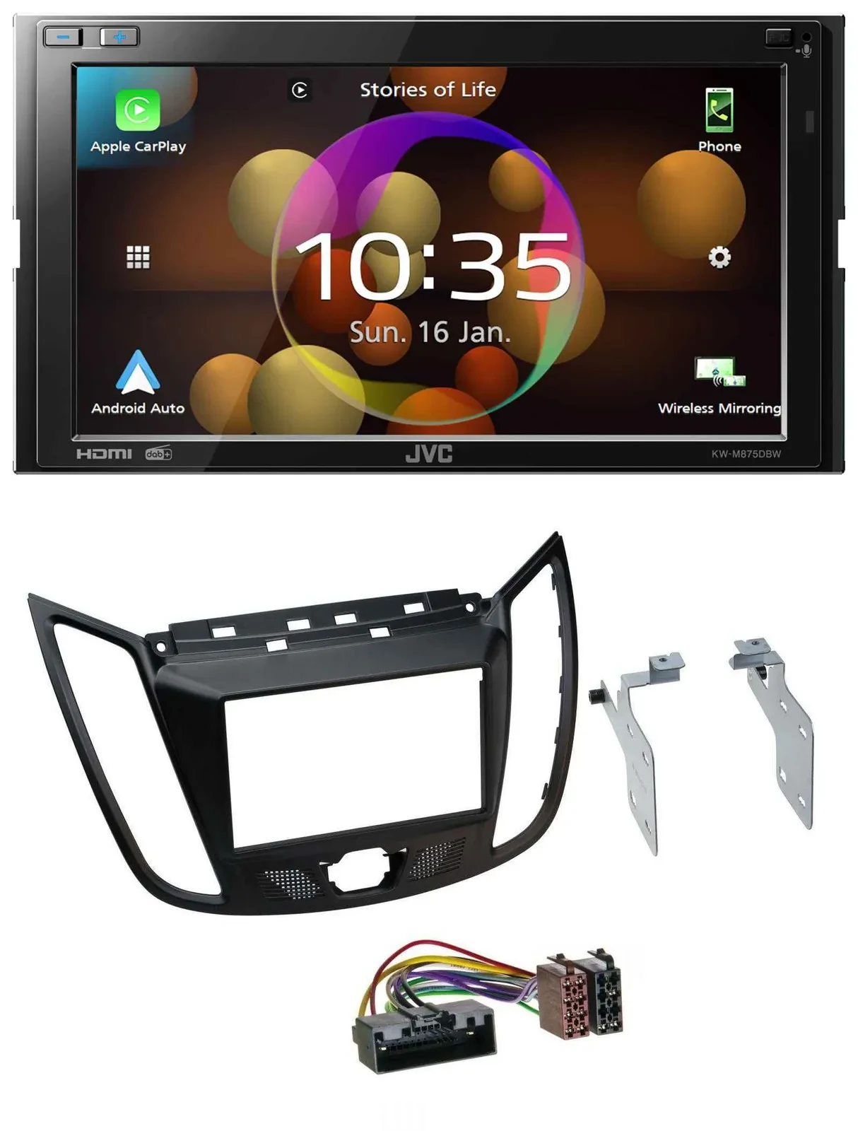 Автомагнитола для Ford Kuga (DM2, с 2013) JVC 2DIN DAB MP3 Bluetooth USB