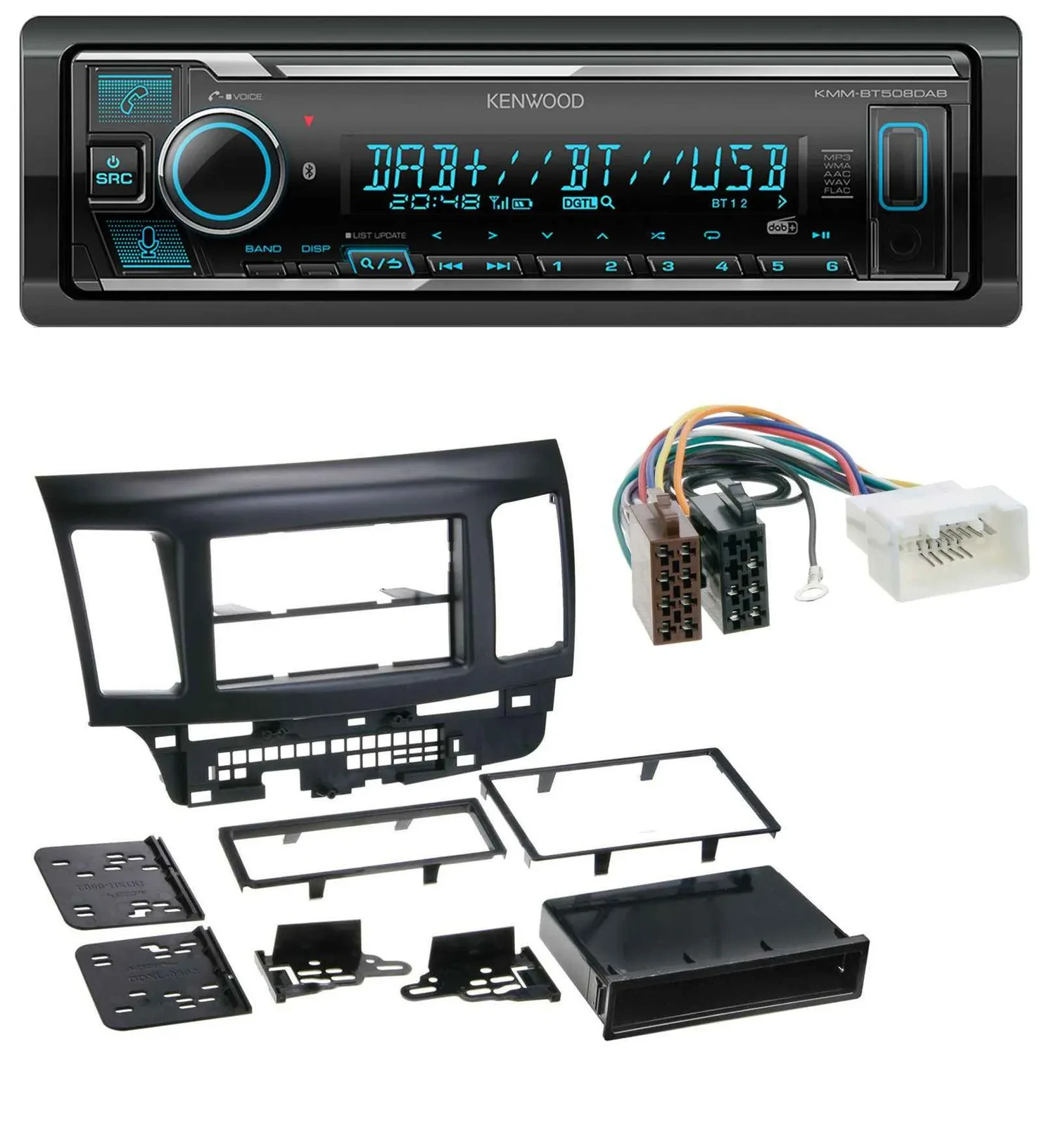 Kenwood Bluetooth MP3 DAB USB Autoradio für Mitsubishi Evo Lancer (ab 2008)