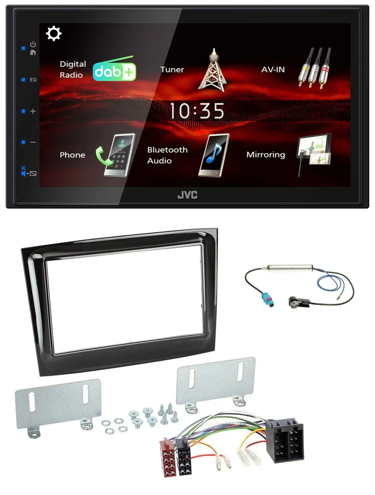 JVC USB Bluetooth MP3 DAB 2DIN Autoradio für Fiat Doblo ab 15 piano schwarz
