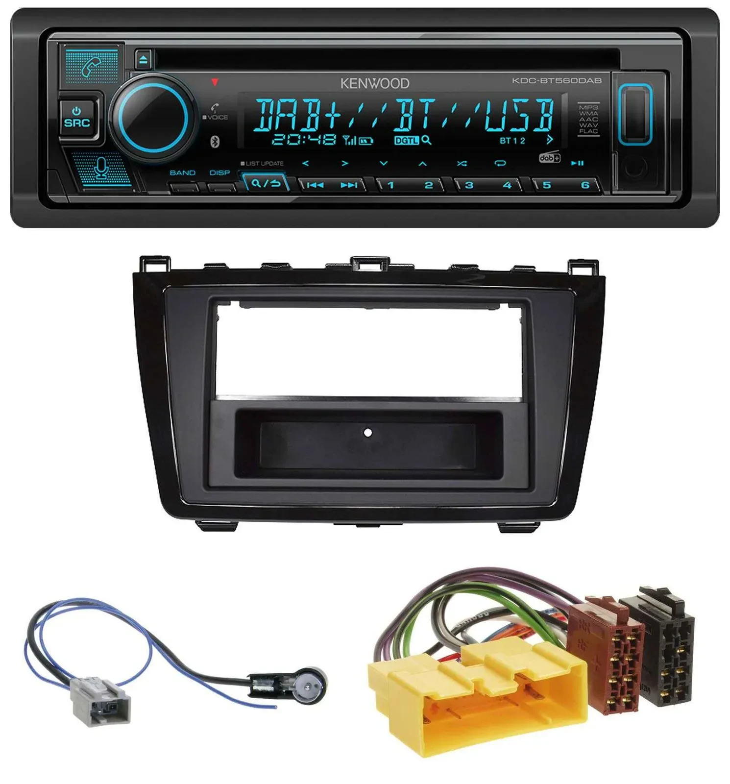 Kenwood Bluetooth DAB CD MP3 USB Autoradio für Mazda 6 (08-12) - glänzend