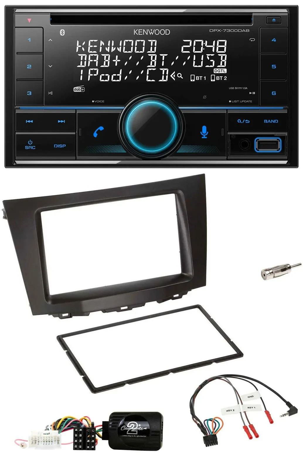 Kenwood CD 2DIN DAB USB Lenkrad Bluetooth Autoradio für Suzuki Kizashi ab 2010