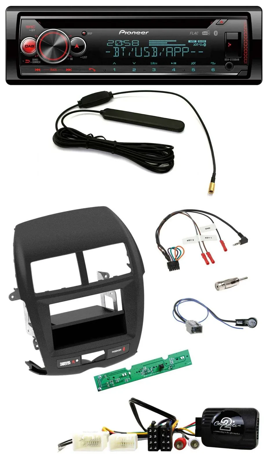 Автомагнитола для Mitsubishi ASX 2010–2014 Pioneer CD, USB, Bluetooth, DAB, поддержка управления на руле