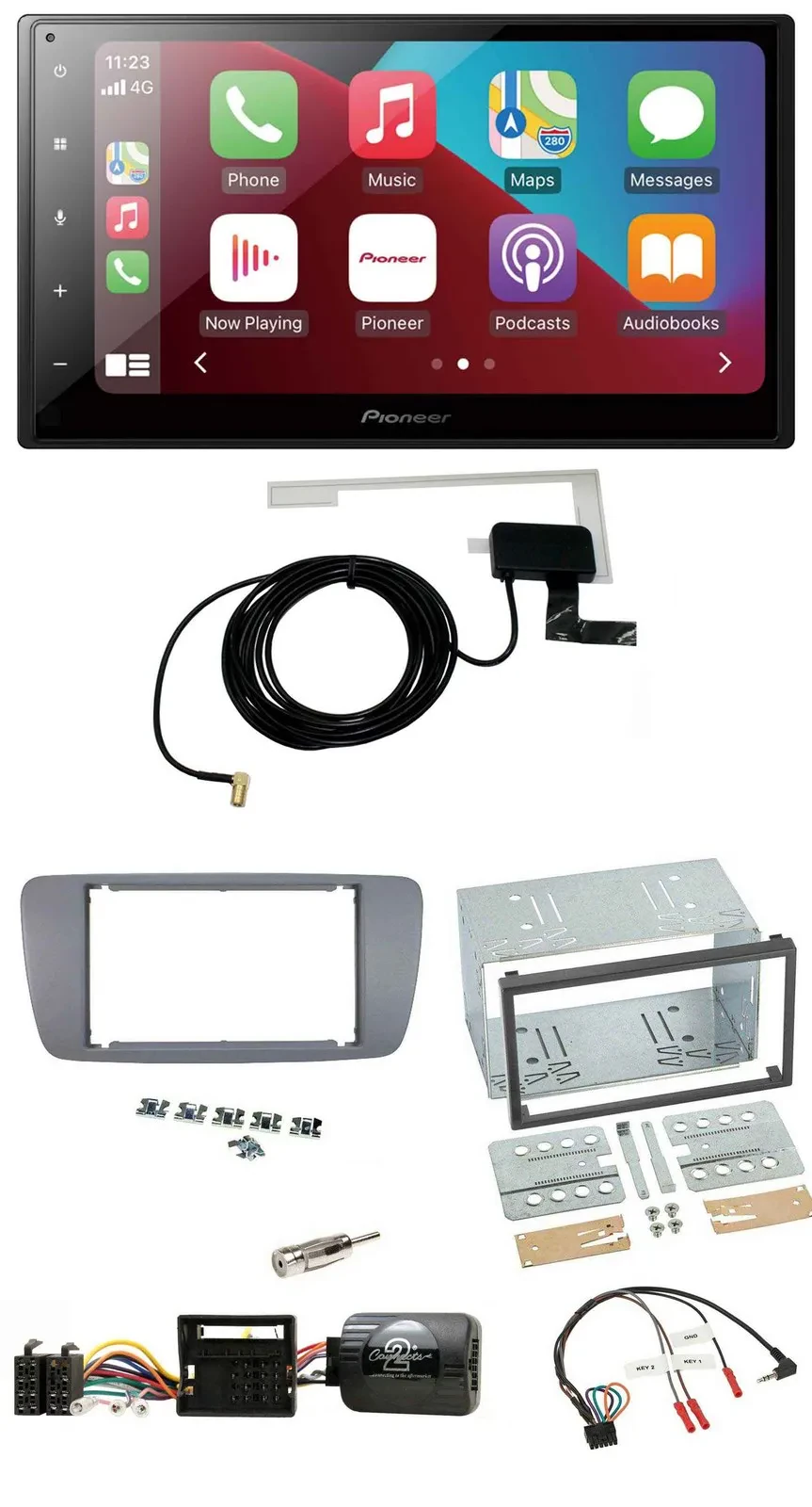 Автомагнитола Pioneer 2DIN, USB, Bluetooth, DAB, поддержка управления на руле, для Seat Ibiza (с 2008)
