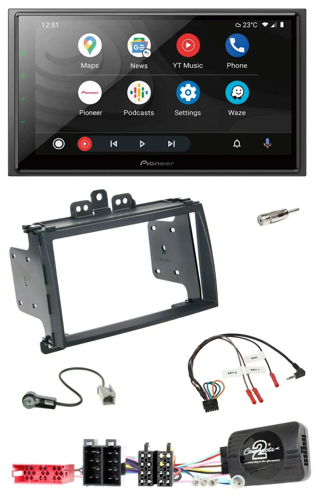 Pioneer USB 2DIN DAB Lenkrad Bluetooth Autoradio für Hyundai i20 09-12 schwarz