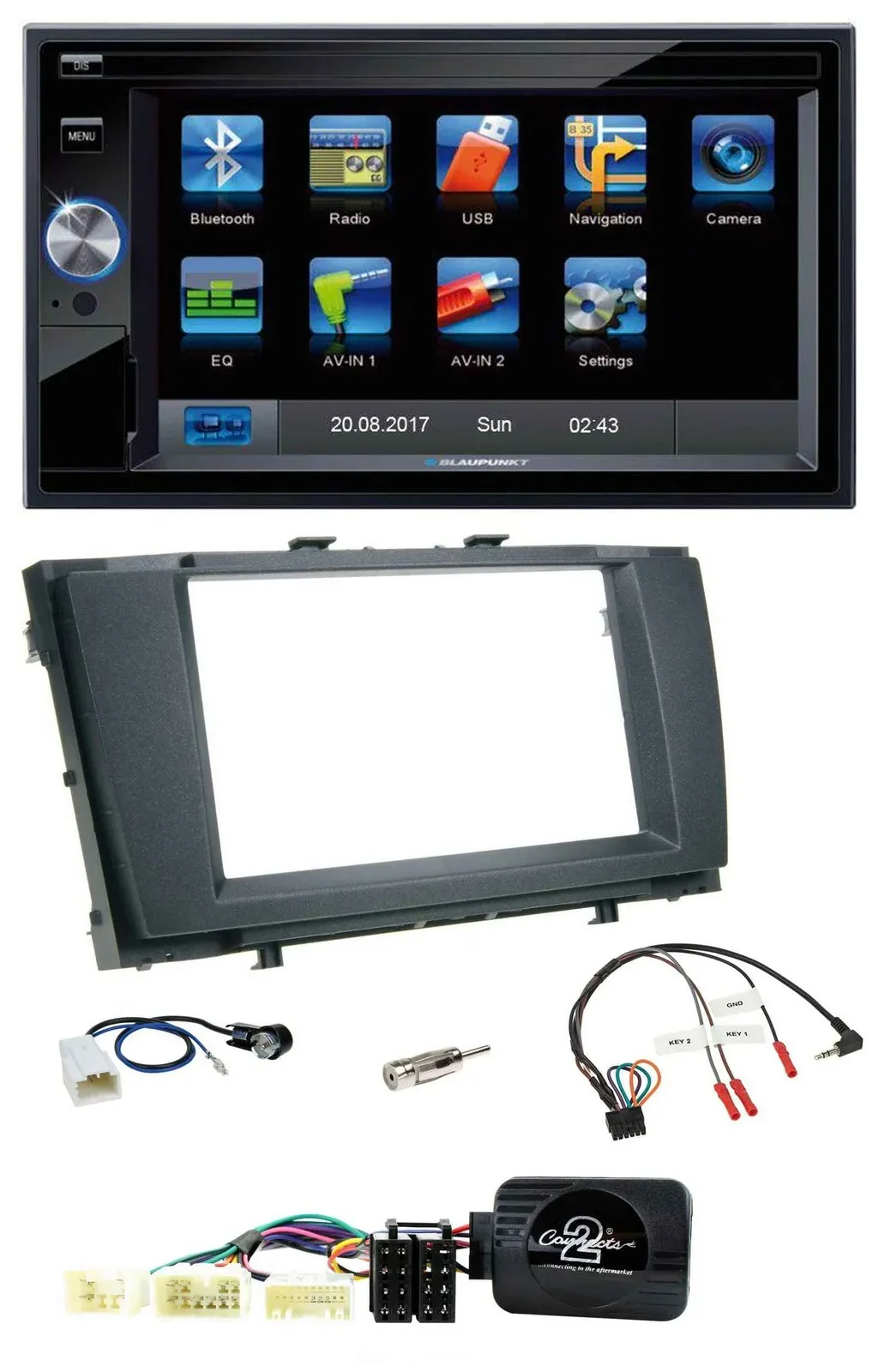 Blaupunkt SD USB TMC Bluetooth 2DIN Lenkrad Navigation für Toyota Avensis 2009-2
