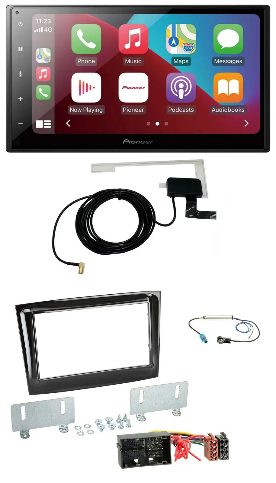 Автомагнитола Pioneer 2-DIN USB Bluetooth DAB MP3 для Fiat Doblo (с 2015), черный глянец