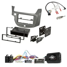 Einbauset Lenkradadapter Doppel DIN Autoradio für Honda Jazz ab 2014 silber