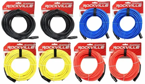 Микрофонный кабель Rockville RCXFM50P Multicolor 15.25 м (8 штук)