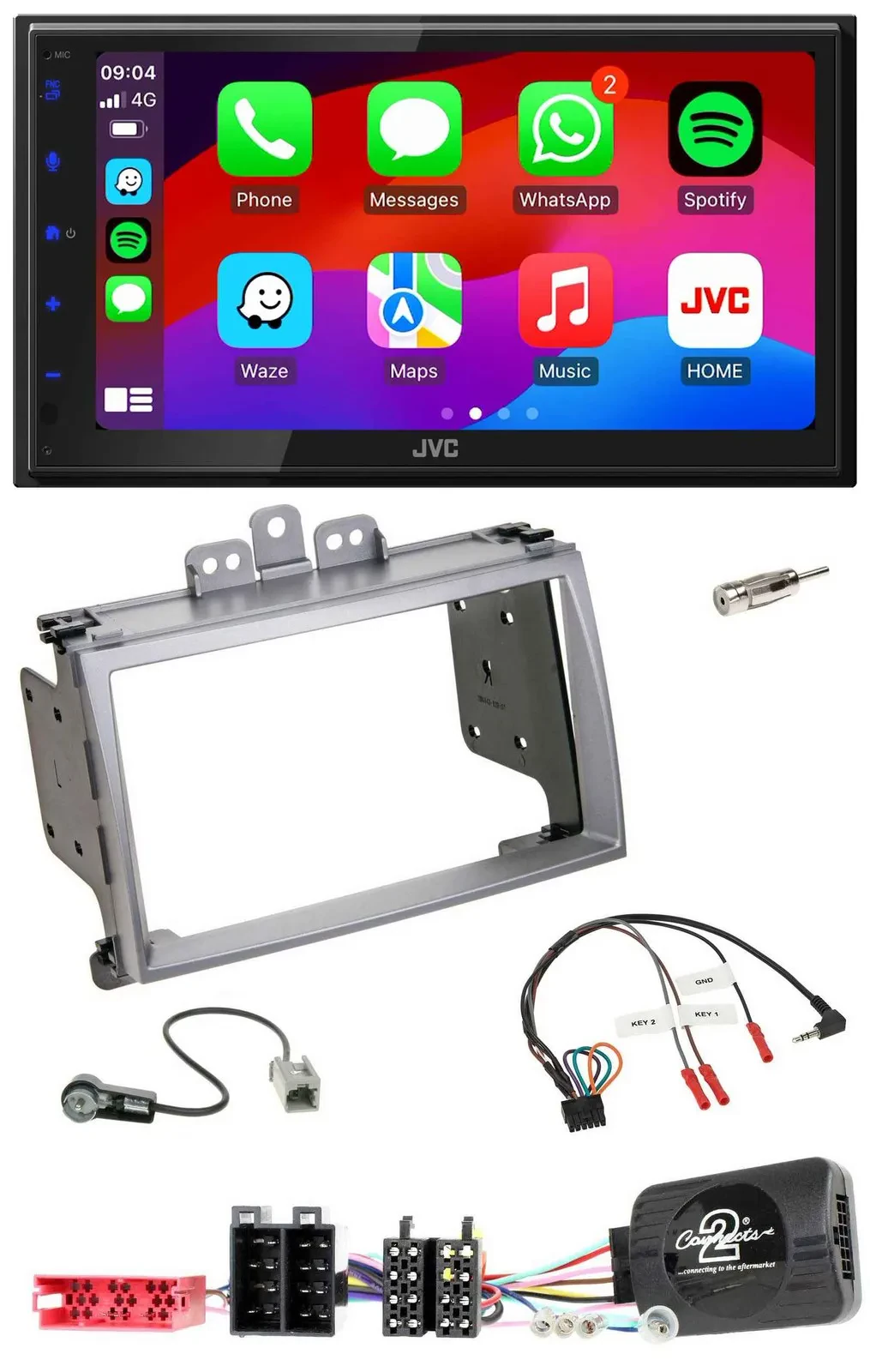 JVC Bluetooth 2DIN Lenkrad DAB USB Autoradio für Hyundai i20 2009-2012 silber