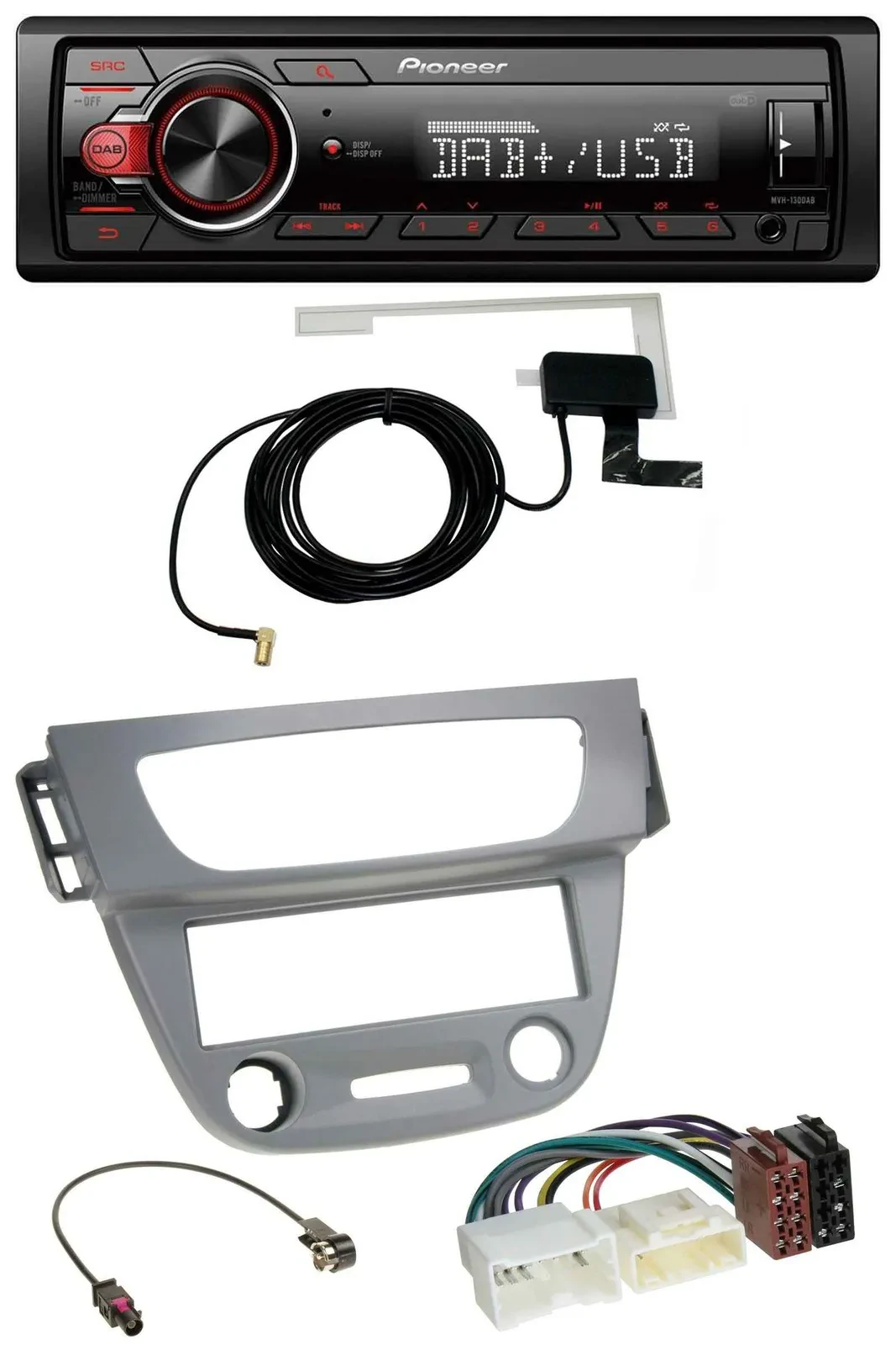Pioneer 1DIN MP3 DAB USB AUX Autoradio für Renault Megane 3 (12-14) - grau