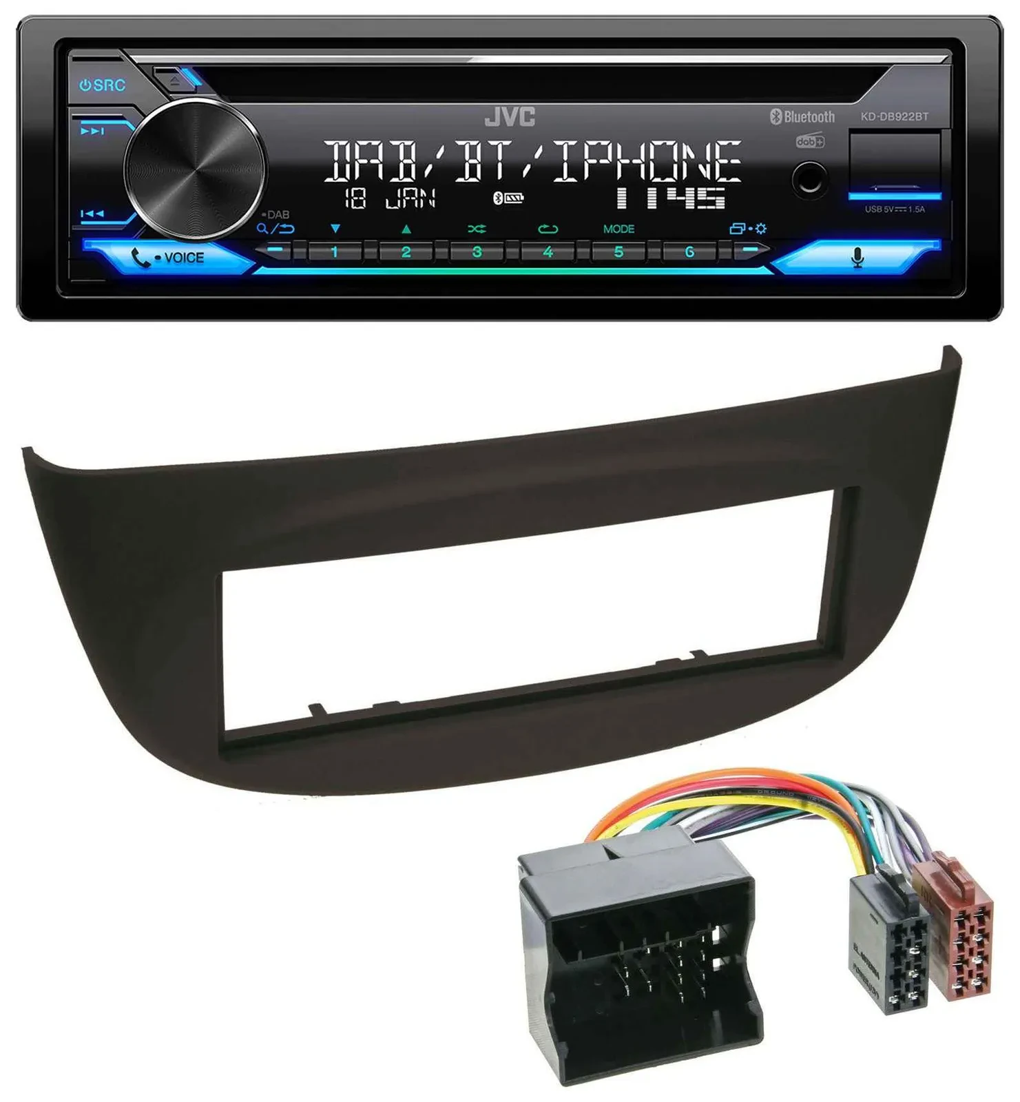 JVC Bluetooth MP3 USB DAB CD Autoradio für Renault Twingo (07-14) schwarz