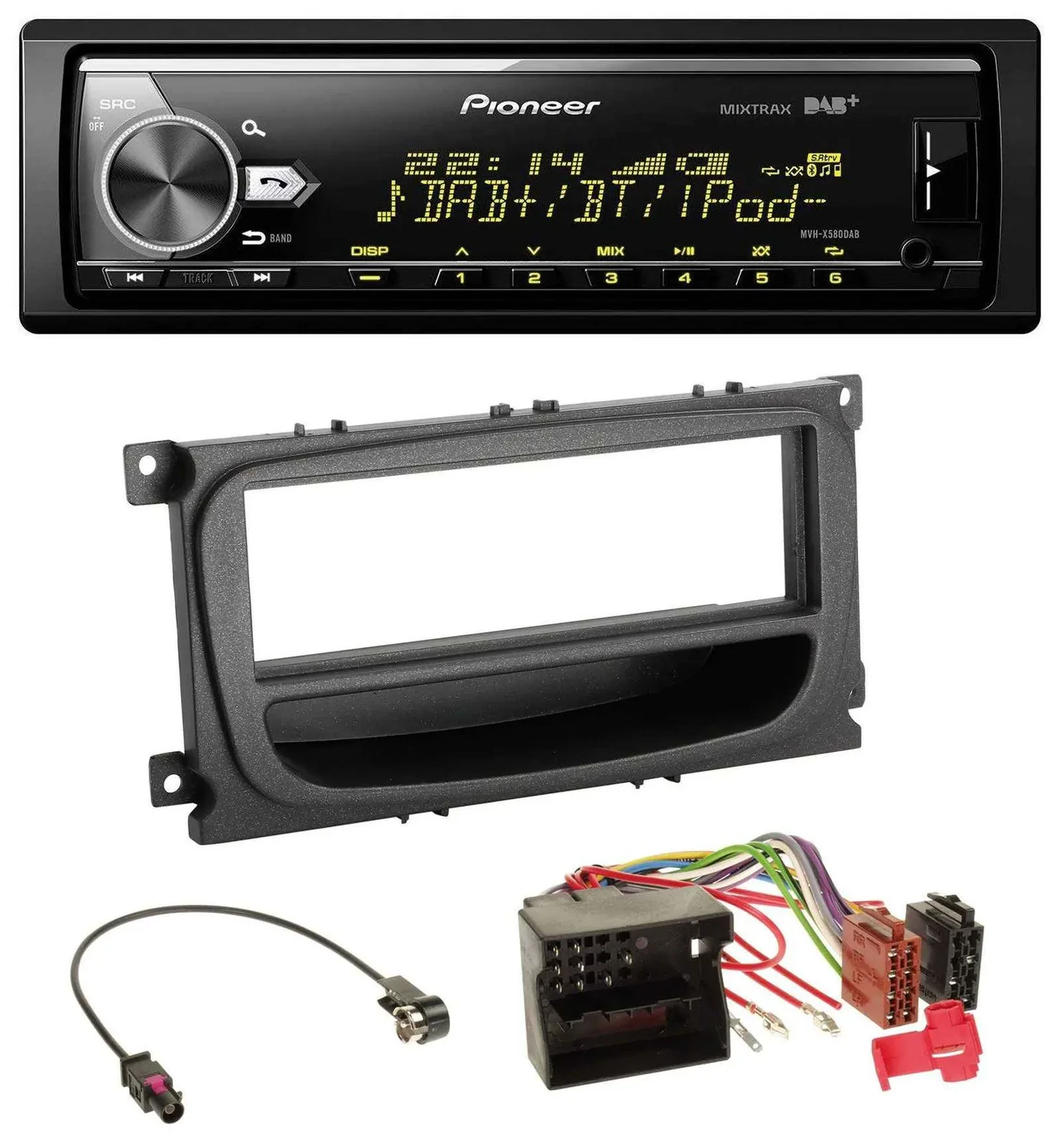 Автомагнитола Pioneer Bluetooth USB DAB MP3 для Ford Mondeo/S-Max (2007–2014) с карманом
