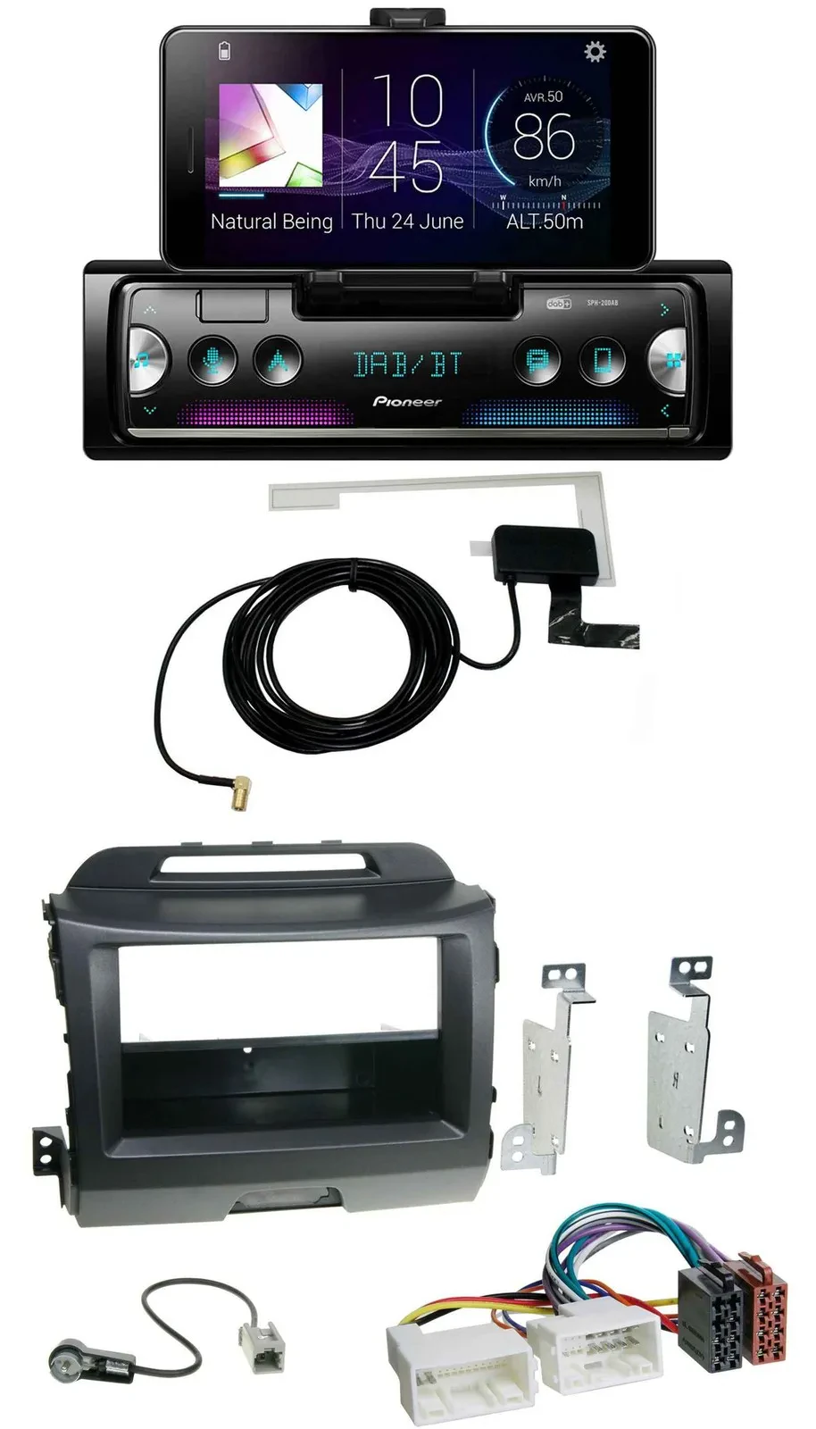 Pioneer DAB Bluetooth MP3 USB Autoradio für Kia Sportage 3 SL 10-15 schwarz