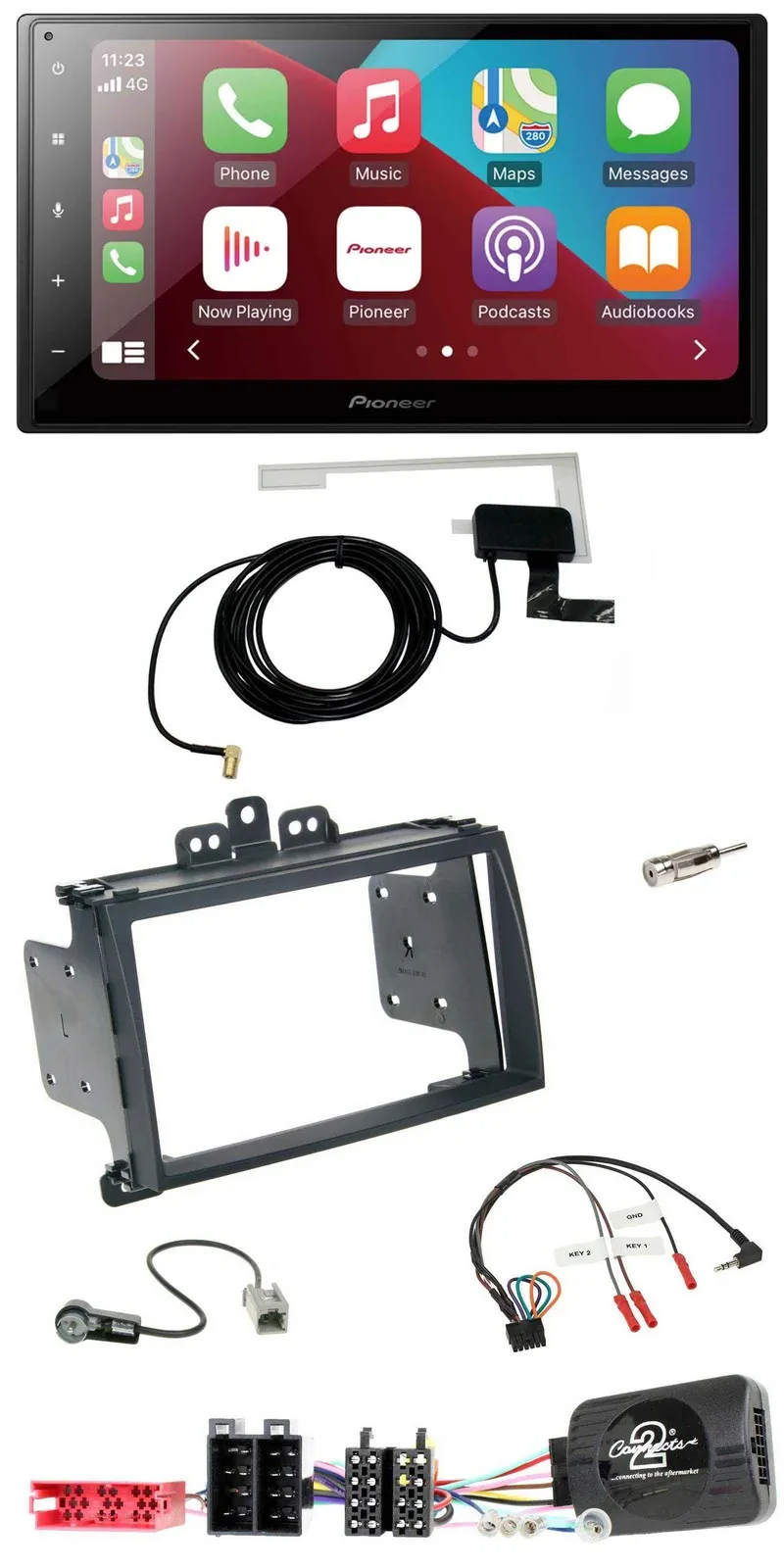 Pioneer USB Bluetooth DAB Lenkrad 2DIN Autoradio für Hyundai i20 09-12 schwarz