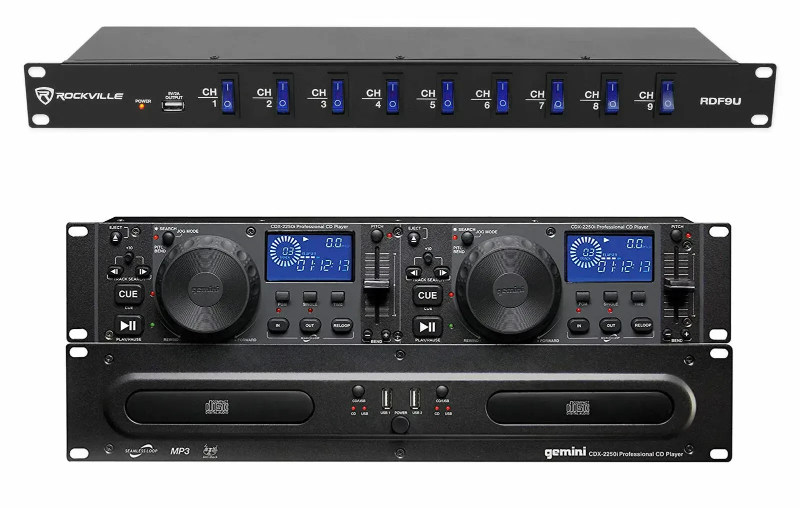 Медиаплеер для DJ Gemini CDX-2250i CD/MP3, USB, двухдековый, рэковый, с сетевым фильтром