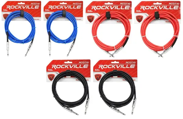 Инструментальный кабель Rockville RCGT10 Multicolor 3 м (6 штук)