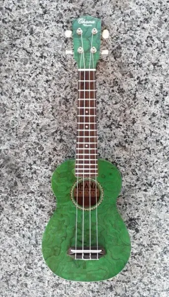 Ohana Model SK-15W GN Green Soprano Size All Willow Wood Ukulele -FREE Gig Bag