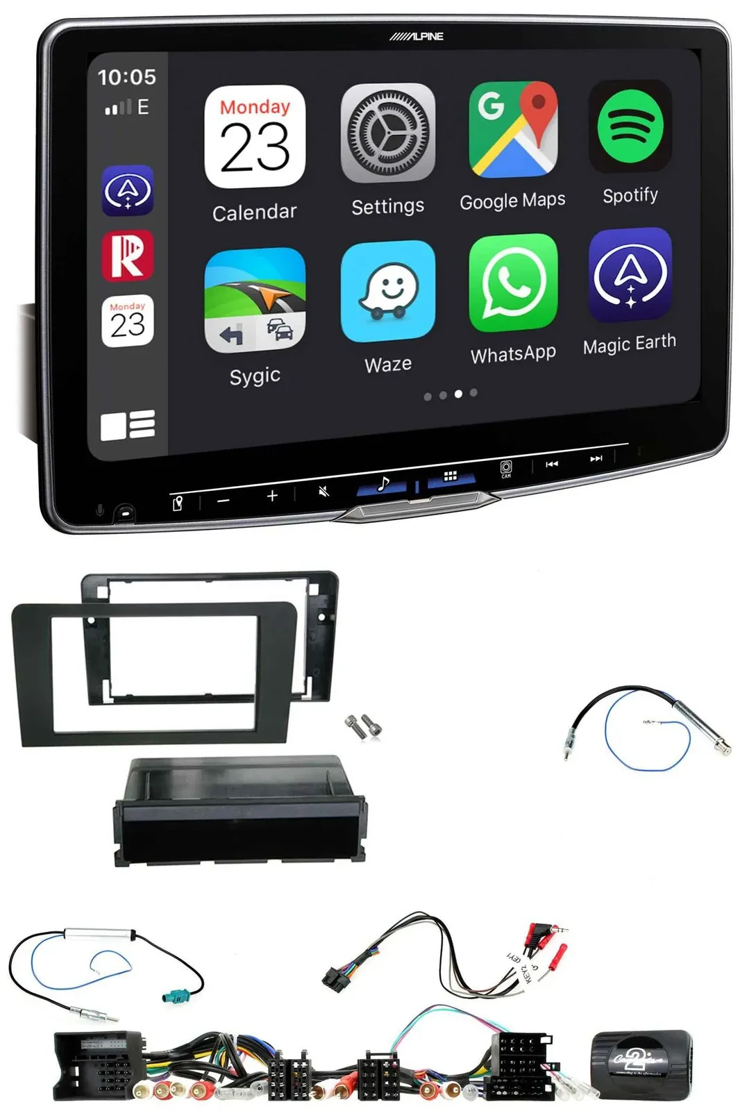 Alpine Lenkrad USB Bluetooth DAB Autoradio für Audi A3 8P 2003-2012 Aktivsystem