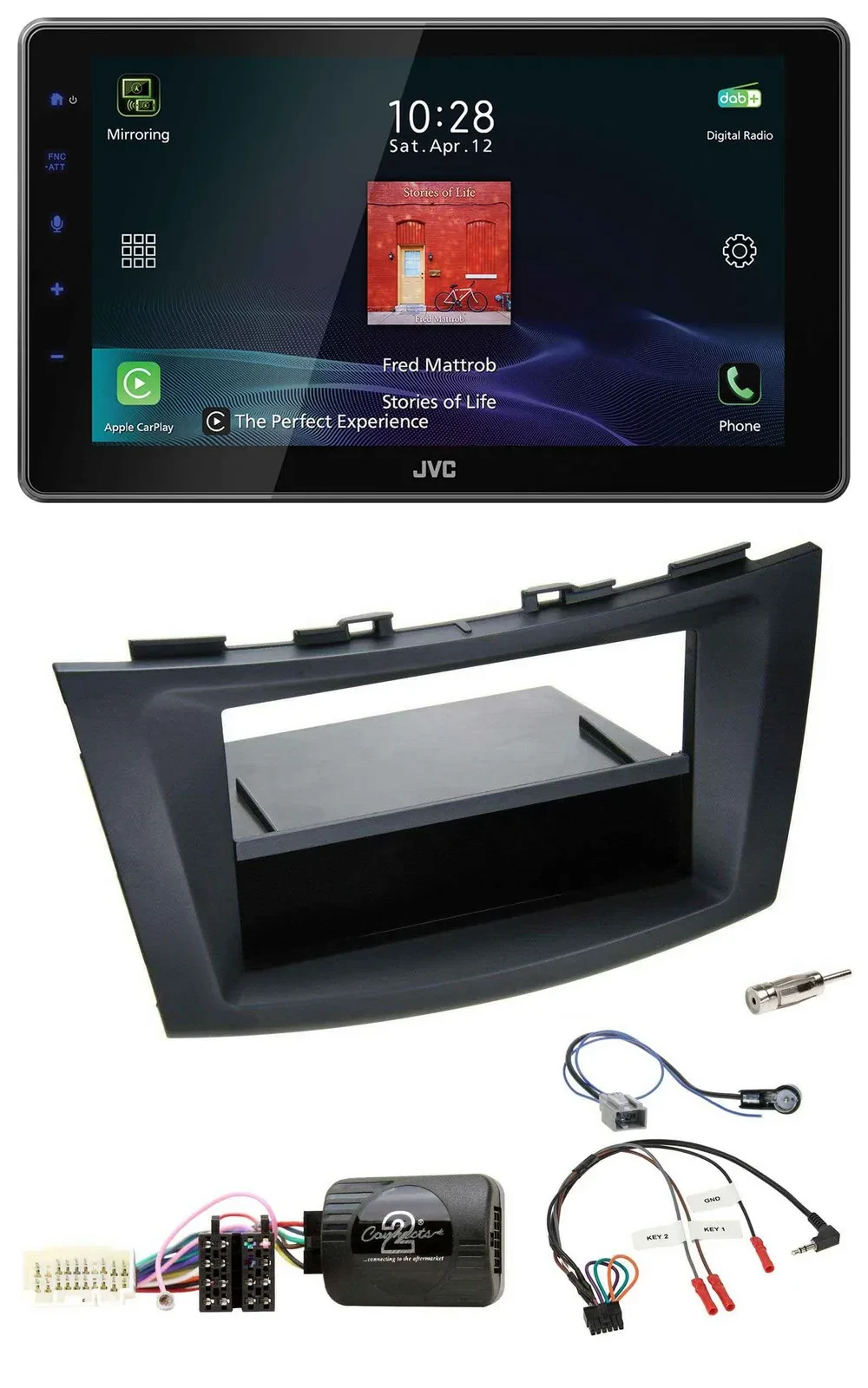 JVC DAB Lenkrad Bluetooth USB Autoradio für Suzuki Swift Sport ab 2011 schwarz