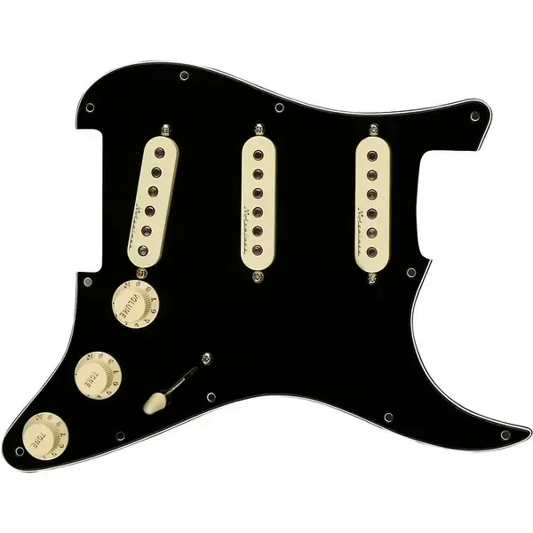 Пикгард со звукоснимателями Fender Stratocaster SSS H Noiseless Pre-Wired Pickguard Black White