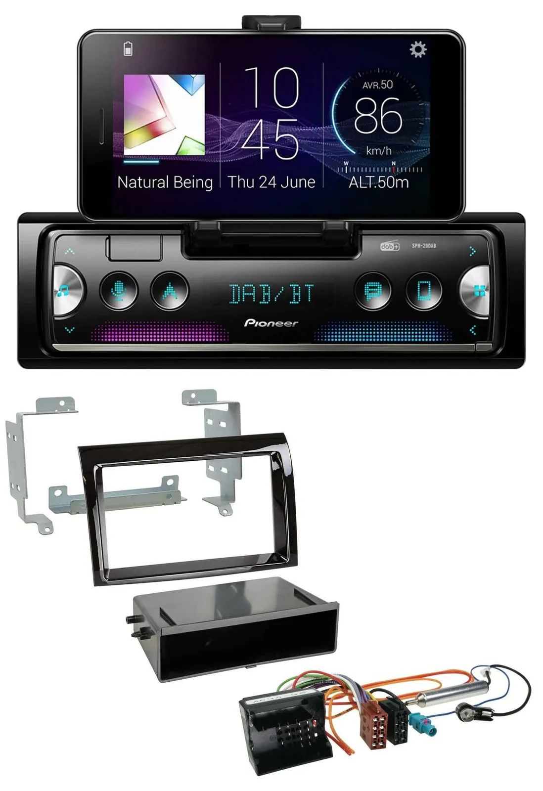 Автомагнитола для Citroen Jumper 2006–2011 Pioneer USB, MP3, Bluetooth, DAB, Quadlock, черный (piano black)