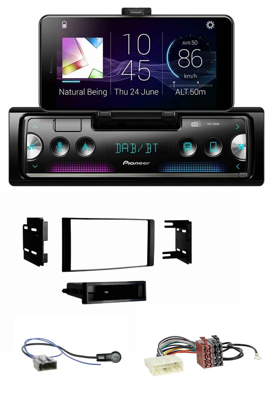 Pioneer USB MP3 Bluetooth DAB Autoradio für Nissan Micra 2013-2017 schwarz matt