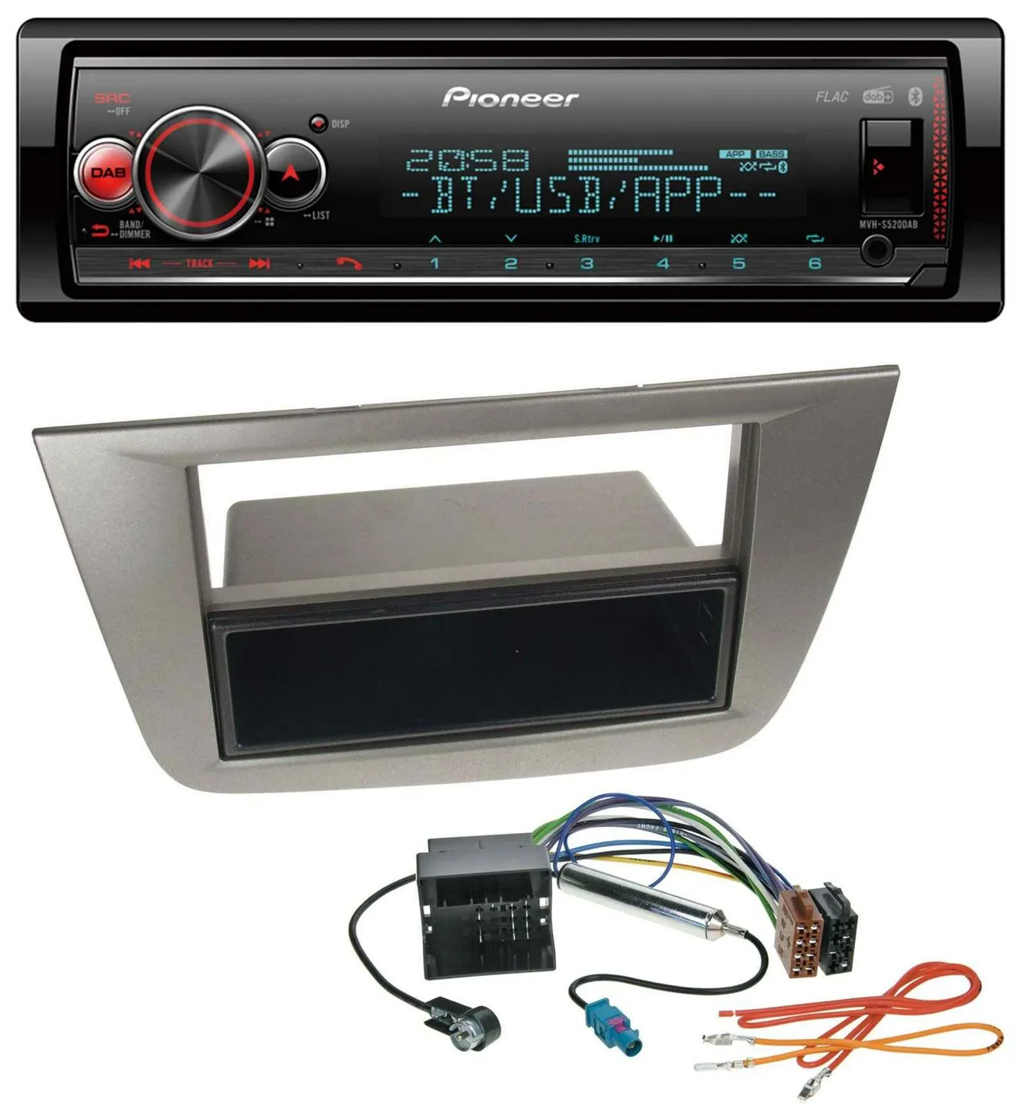 Автомагнитола для Seat Altea/Toledo Pioneer Bluetooth, USB, MP3, DAB, антрацит (с 2005)