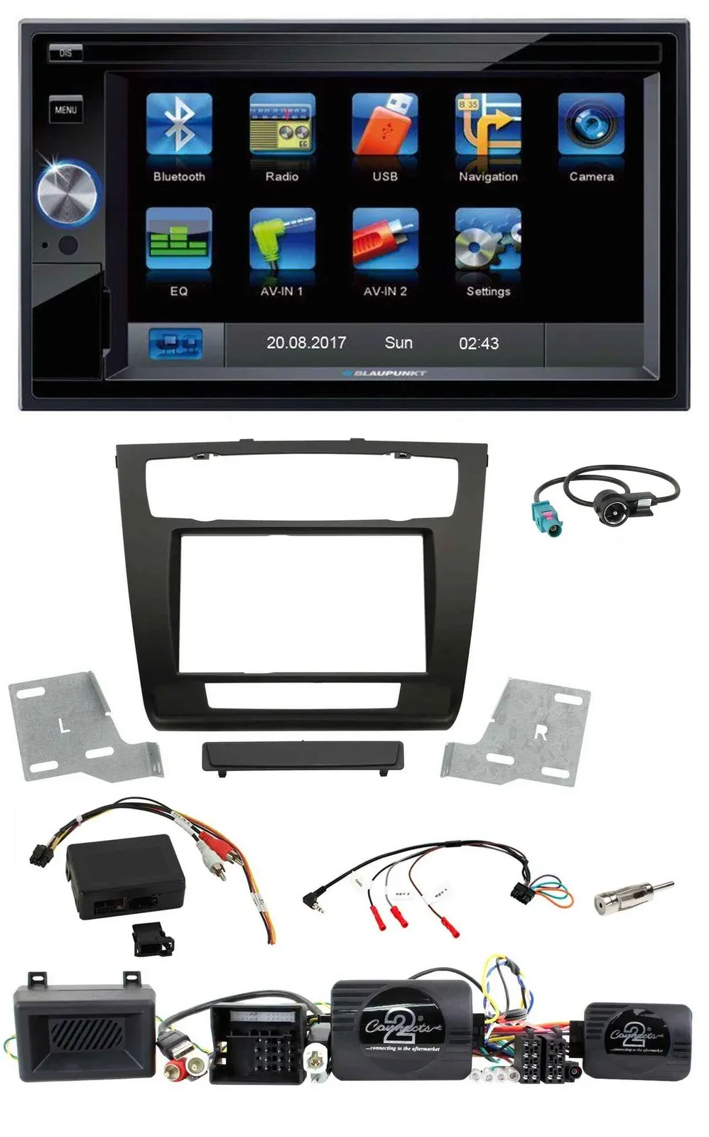 Blaupunkt 2DIN Bluetooth TMC USB Lenkrad SD Navigation für BMW 1er Aktiv PDC aut