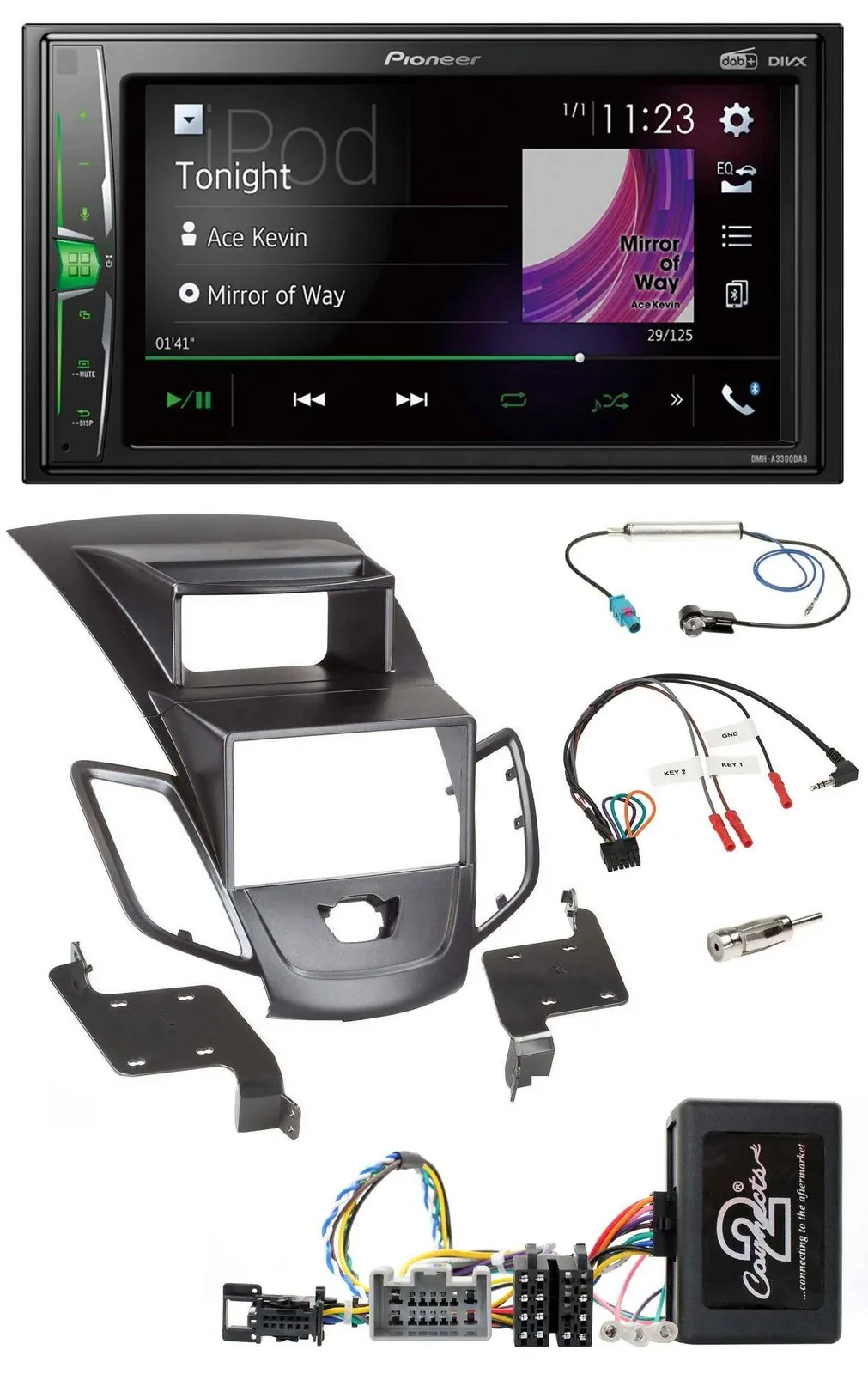 Pioneer 2DIN Lenkrad DAB USB Bluetooth Autoradio für Ford Fiesta Display 2008-10