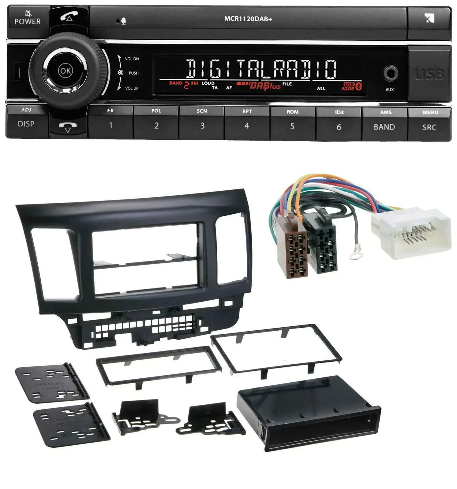 Kienzle Bluetooth MP3 USB DAB Autoradio für Mitsubishi Evo Lancer (ab 2008)