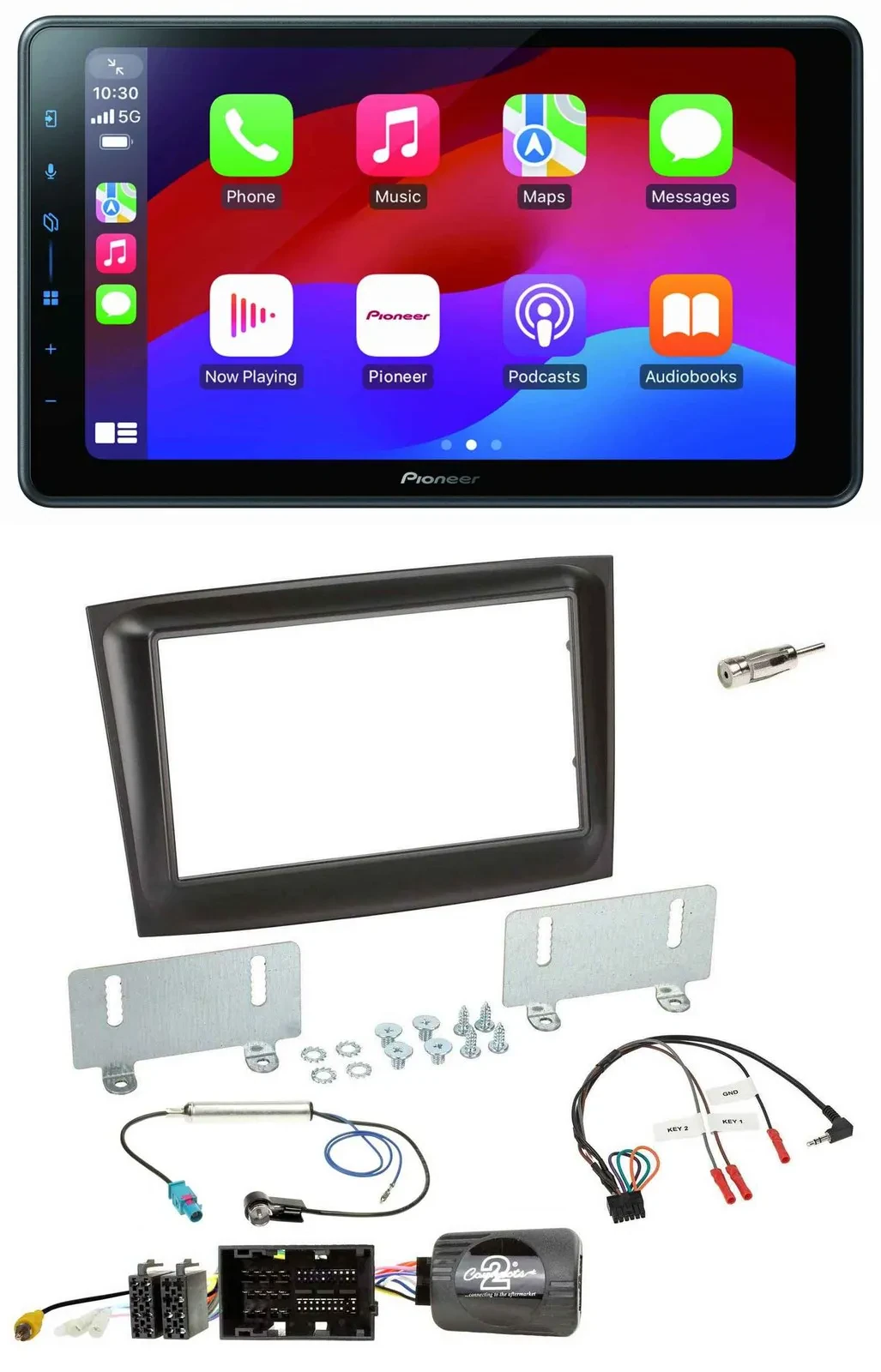 Pioneer Bluetooth 2DIN USB Lenkrad DAB Autoradio für Fiat Doblo ab 2015 schwarz