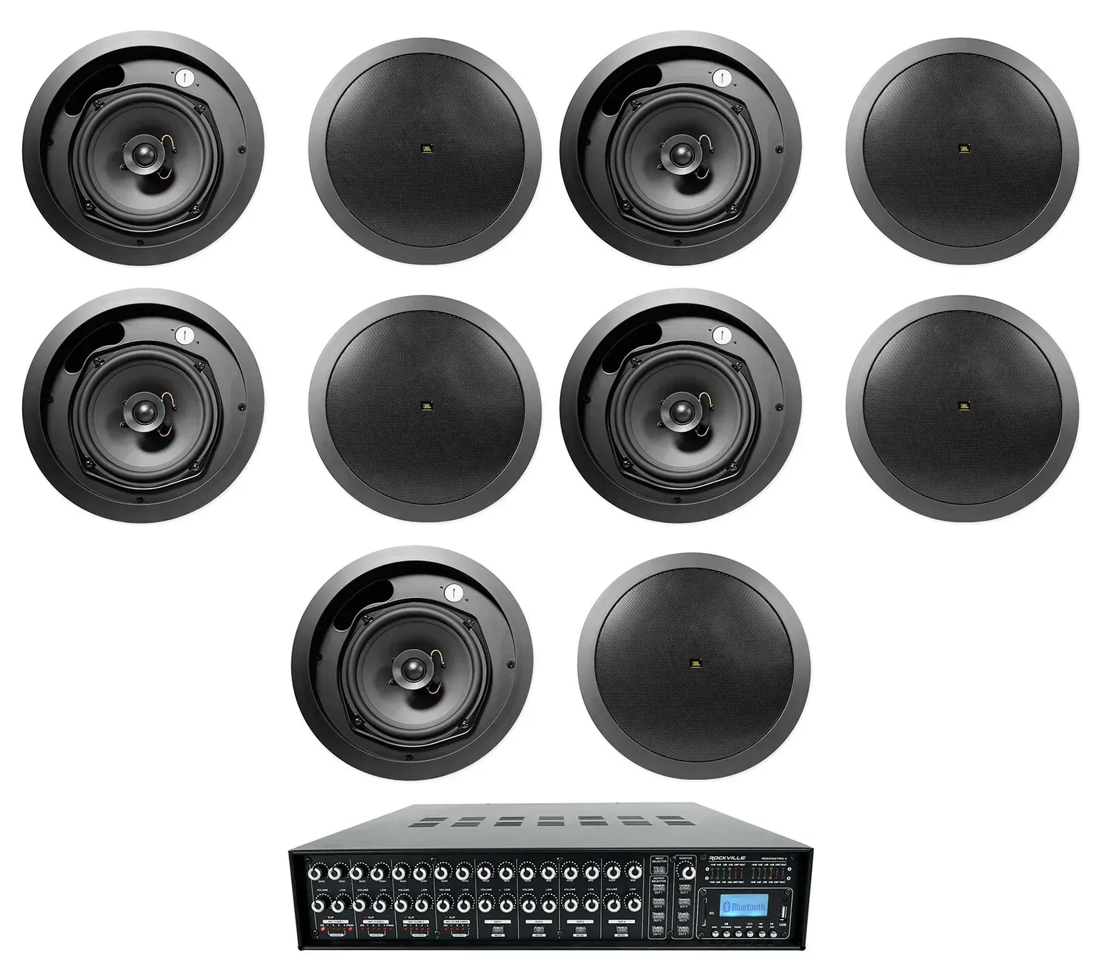 Потолочная акустика Rockville ROCK MATRIX 4+(5) CONTROL 16C/T-BK Black с усилителем (10 штук)