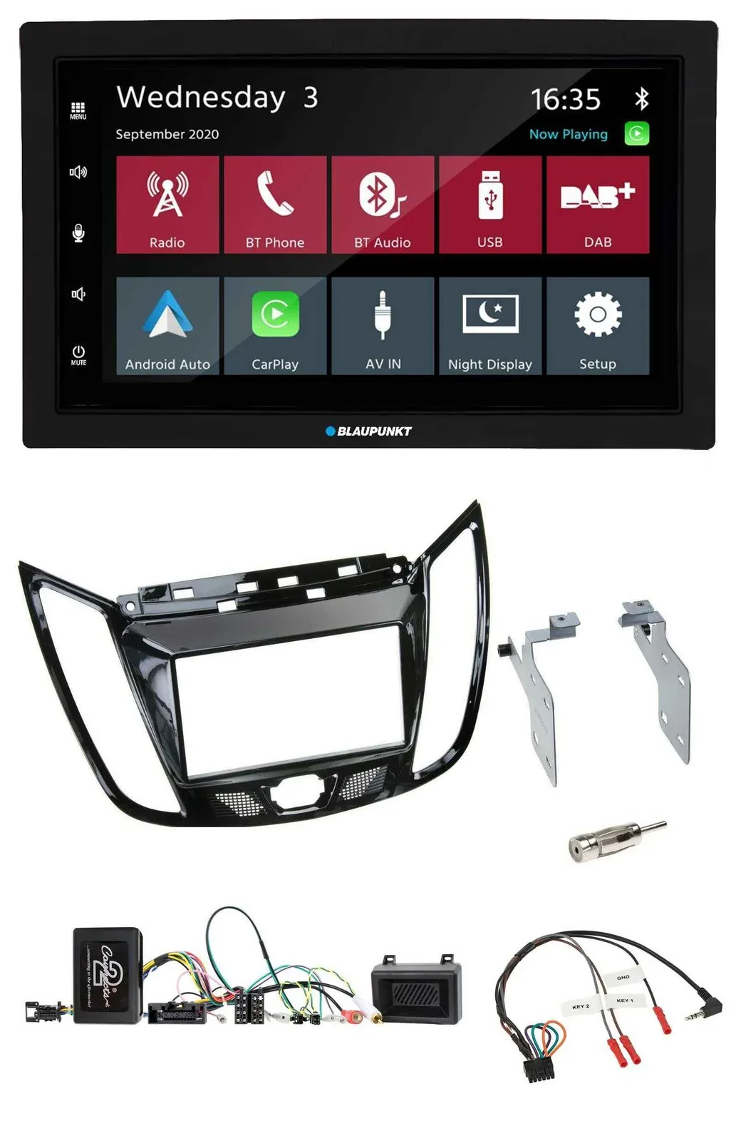 Blaupunkt DAB Bluetooth USB Lenkrad 2DIN Autoradio für Ford C-Max Kuga Klavierla