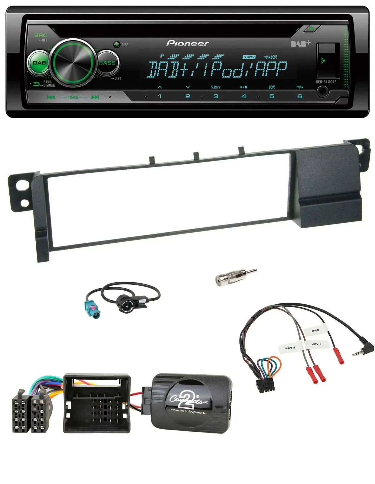 Автомагнитола для BMW 3 Series E46 (2001–2007) Pioneer USB/MP3/DAB, CD, поддержка кнопок на руле, Quadlock