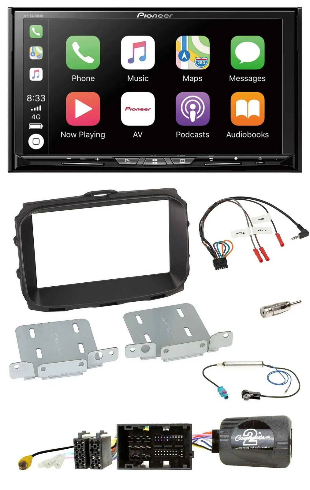 Pioneer 2DIN Lenkrad USB DAB DVD Bluetooth Autoradio für Alfa Giulietta 2013-202