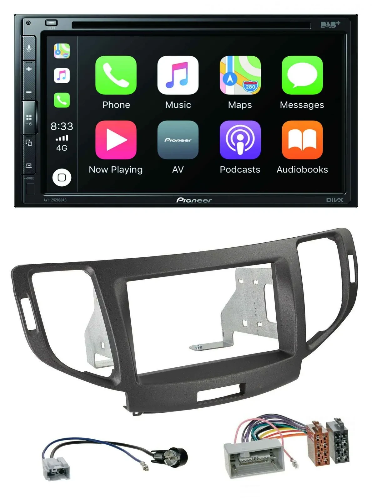Pioneer DVD 2DIN MP3 DAB Bluetooth USB Autoradio für Honda Accord ab 11 anthrazi