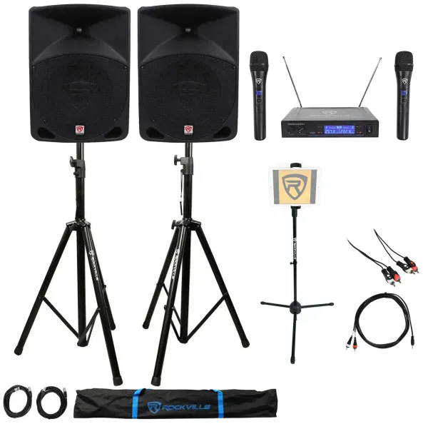 Rockville Powered Dual 10" ipad/iphone/Android/Laptop Pro Karaoke Machine/System