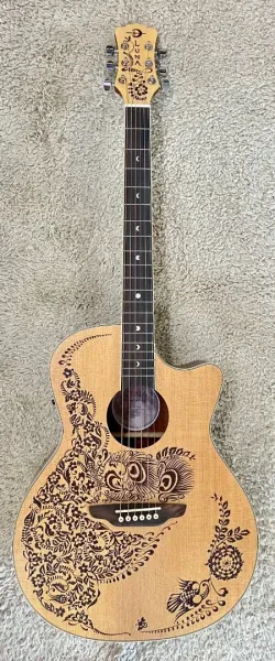 Luna Model HEN OA SPR Henna Oasis Acoustic Electric Folk Size Cutaway Guitar