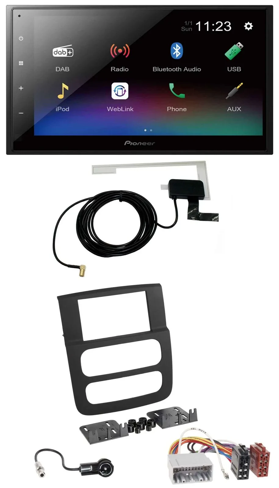 Pioneer DAB MP3 Bluetooth 2DIN USB Autoradio für Dodge RAM (2002-2006)